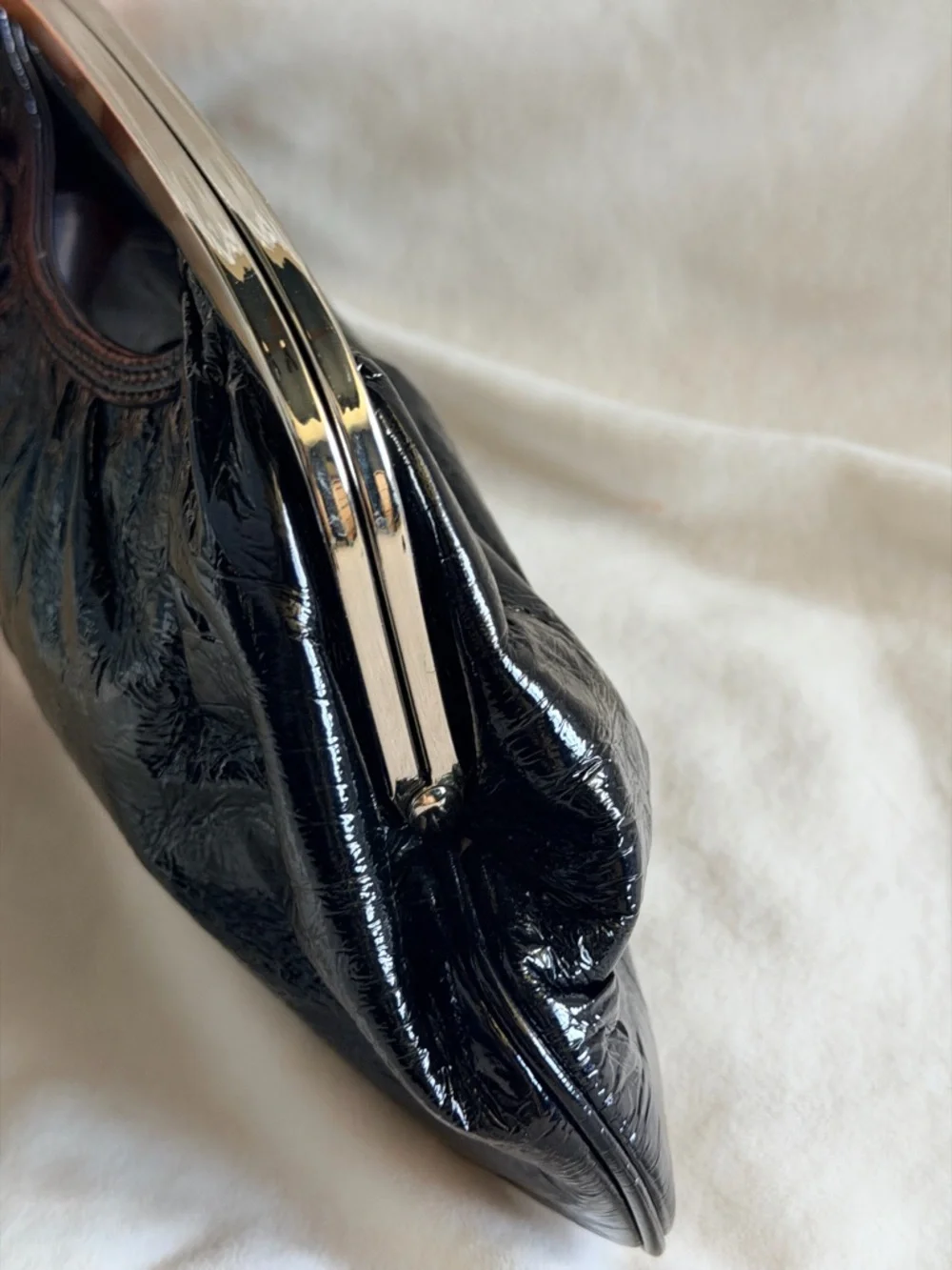 Vintage Express Design Studio Black Patent Frame Clutch Evening Bag Y2K⁠ Goth